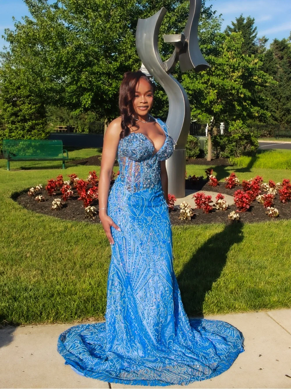 ByKeerah - Handmade Embellished Blue Evening/Prom Gown for Women